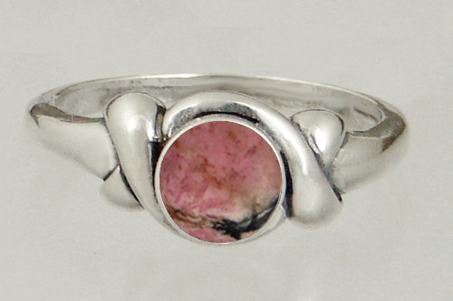 Sterling Silver Lover's Knot Ring With Rhodocrosite Size 9